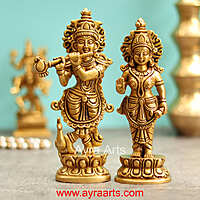 Brass Radha Krishna Idol Set - 7.5 Inch Height