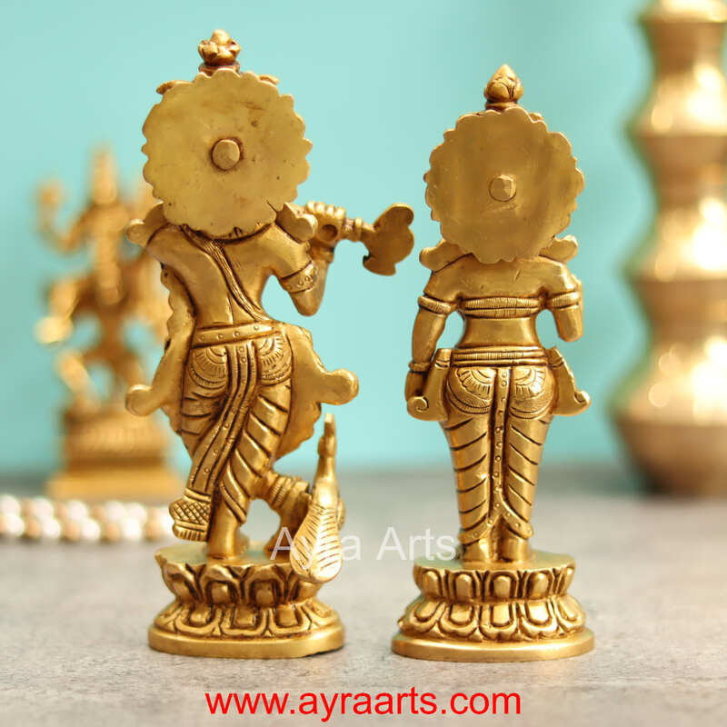 Brass Radha Krishna Idol Set - 7.5 Inch Height