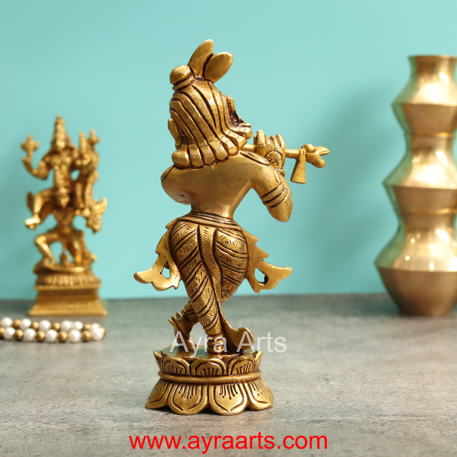 Vrindavan Beautiful Brass Murali Manohar Krishna Idol - 8 Inch Height