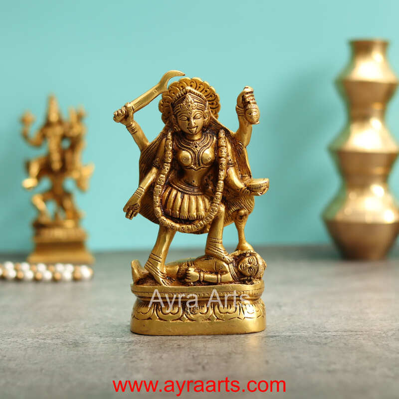 Maa Kali Brass Statue - 6.5 Inch Height