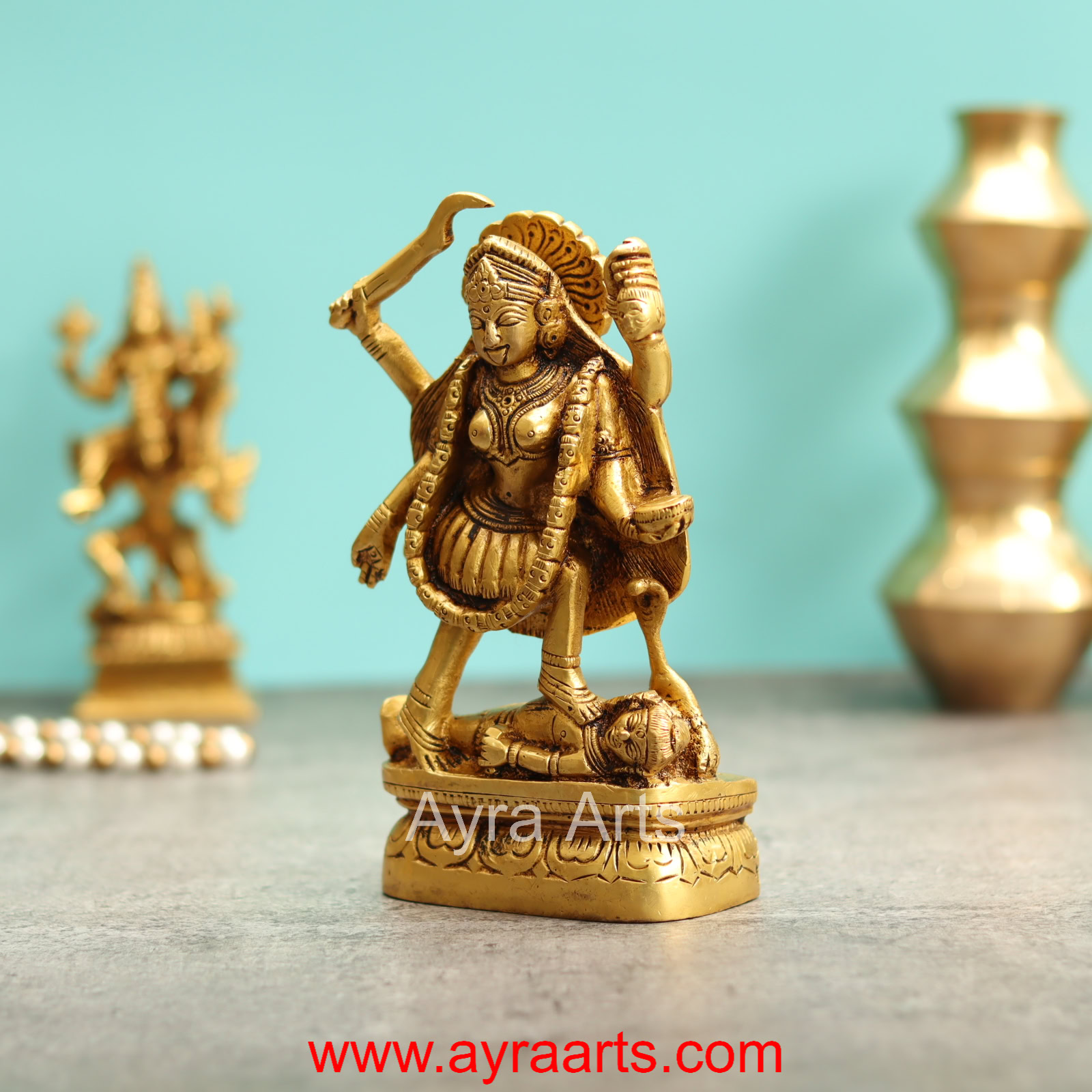 Maa Kali Brass Statue - 6.5 Inch Height