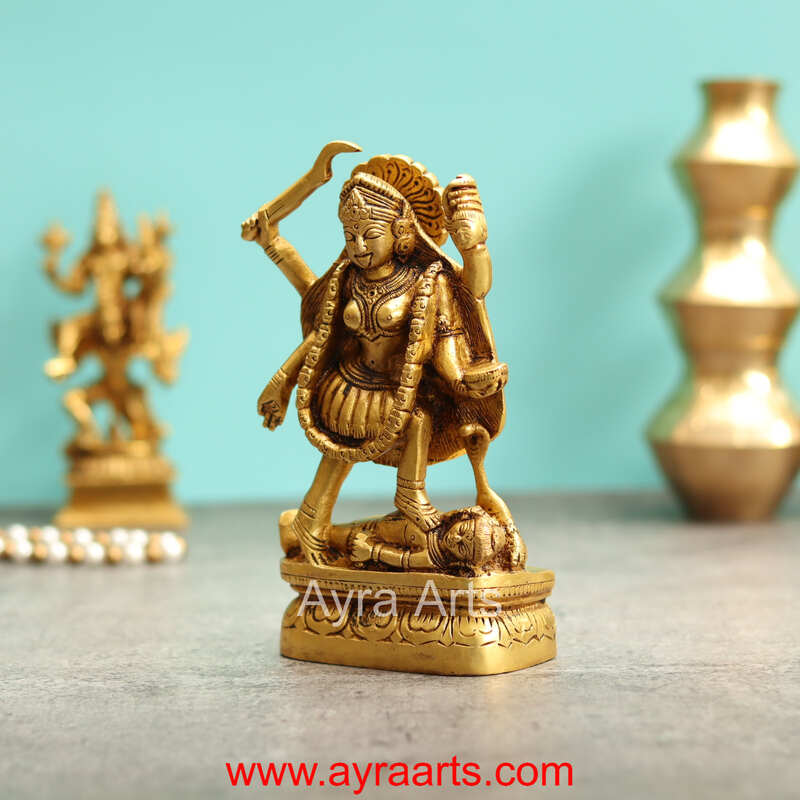 Maa Kali Brass Statue - 6.5 Inch Height