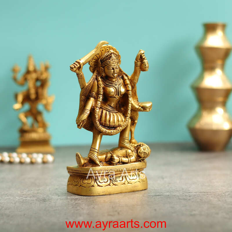 Maa Kali Brass Statue - 6.5 Inch Height