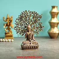Premium Brass Buddha Idol Under The Tree - 6.5 Inch Height