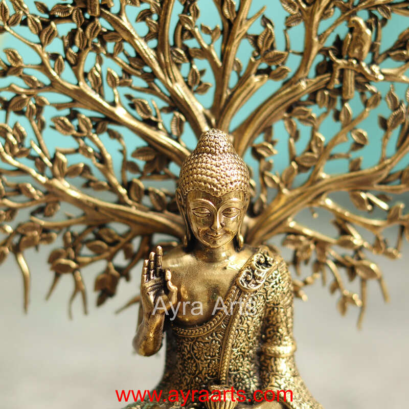 Premium Brass Buddha Idol Under The Tree - 6.5 Inch Height