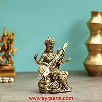 Premium Brass Shree Maa Saraswati Idol - 5 Inch Height