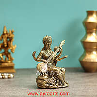 Premium Brass Shree Maa Saraswati Idol - 5 Inch Height