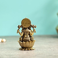 Premium Brass Lord Ganesha Idol sitting on Lotus Ganpati Murti Statue - 4 Inch Height