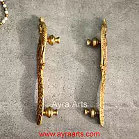 Peacock Door Handle Set for Main and Pooja Door - 9.5 Inch Height