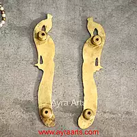 Peacock Door Handle Set for Main and Pooja Door - 9.5 Inch Height