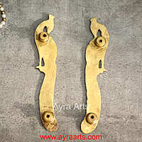 Peacock Door Handle Set for Main and Pooja Door - 9.5 Inch Height