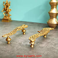 Peacock Door Handle Set for Main and Pooja Door - 9.5 Inch Height