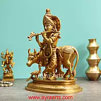 Brass Cow Krishna - 12 Inch Height