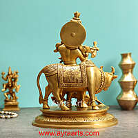 Brass Cow Krishna - 12 Inch Height
