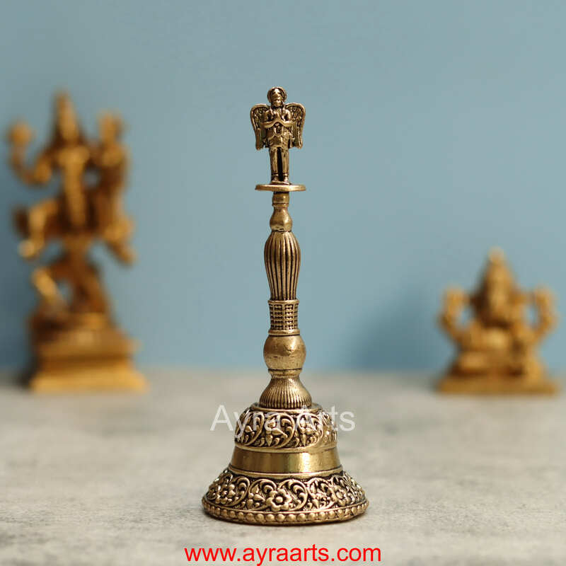 Premium Brass Garuda Bell Ghanti for Pooja - 6 Inch Height