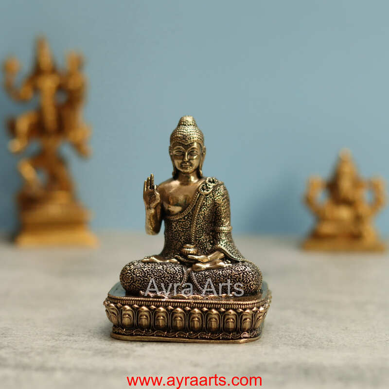 Premium Brass Buddha Idol - 4 Inch Height