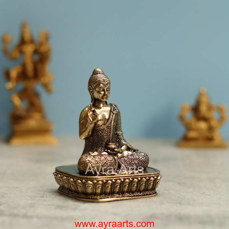 Premium Brass Buddha Idol - 4 Inch Height