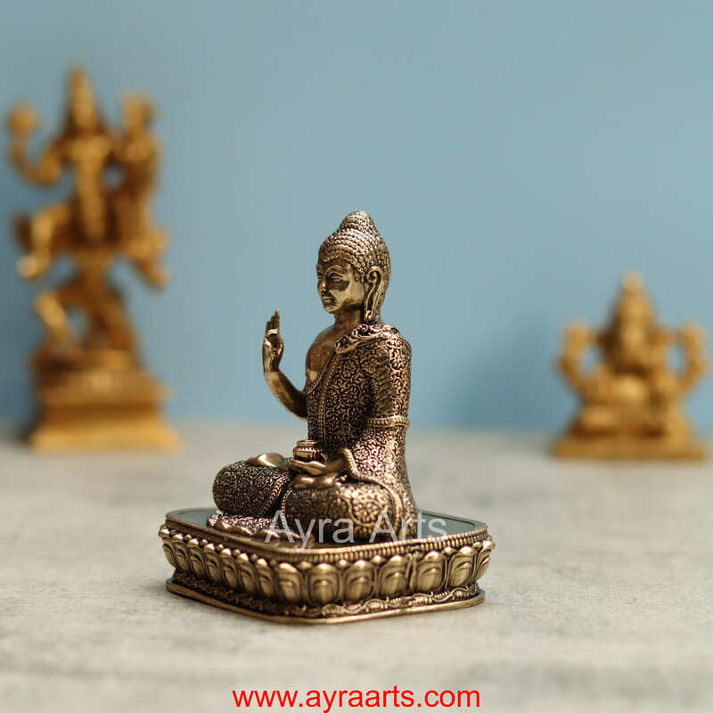 Premium Brass Buddha Idol - 4 Inch Height