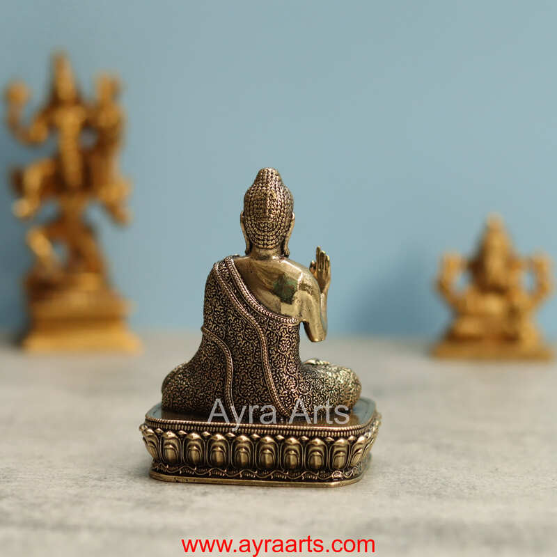 Premium Brass Buddha Idol - 4 Inch Height