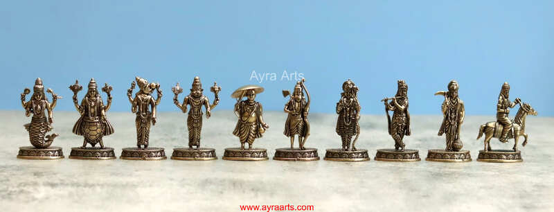 Brass Dhashavatharam Set - 2.5 Inch Height
