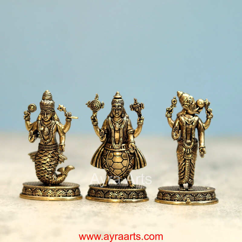 Brass Dhashavatharam Set - 2.5 Inch Height