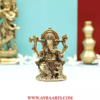 Brass Lord Ganesha Ganesh Idol Statue Murti - 5 Inch Height