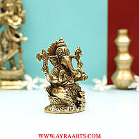 Brass Lord Ganesha Ganesh Idol Statue Murti - 5 Inch Height