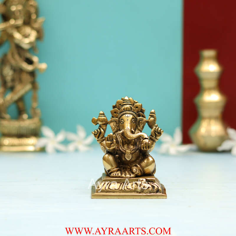 Buy Brass Ganesh Murti Ganpati Idol - 3.5 Inch Height