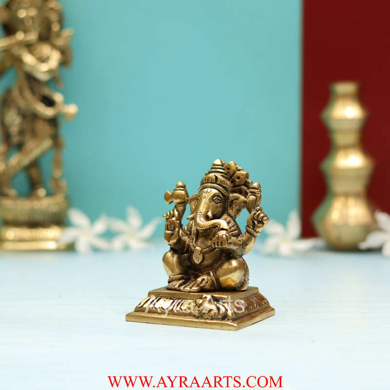 Buy Brass Ganesh Murti Ganpati Idol - 3.5 Inch Height