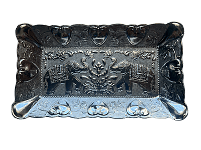 Silver coated plastic decorative plates with elephant design(Pack of 5pcs)