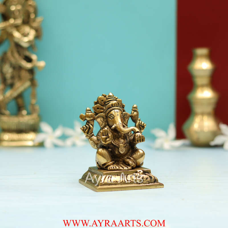 Buy Brass Ganesh Murti Ganpati Idol - 3.5 Inch Height