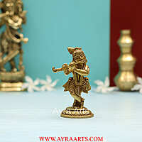 Brass Superfine Small Standing Bal Krishna Idol Playing Flute - 4.5 Inch Height