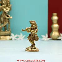 Brass Superfine Small Standing Bal Krishna Idol Playing Flute - 4.5 Inch Height