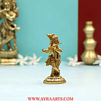 Brass Superfine Small Standing Bal Krishna Idol Playing Flute - 4.5 Inch Height