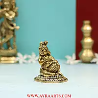 Brass Baby krishna Makhan Chor Bal Gopal Murti - 3.5 Inch Height