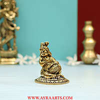 Brass Baby krishna Makhan Chor Bal Gopal Murti - 3.5 Inch Height