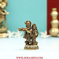 Brass Superfine Small Radha Krishna Together Idol - 4 Inch Height