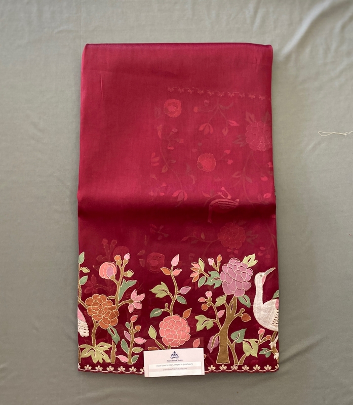 Zarah - Tissue Georgette Saree in Thread Embroidery SWS209