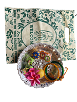 Silver plated plastic decorative plates small  with flower design (Pack of 8pcs)