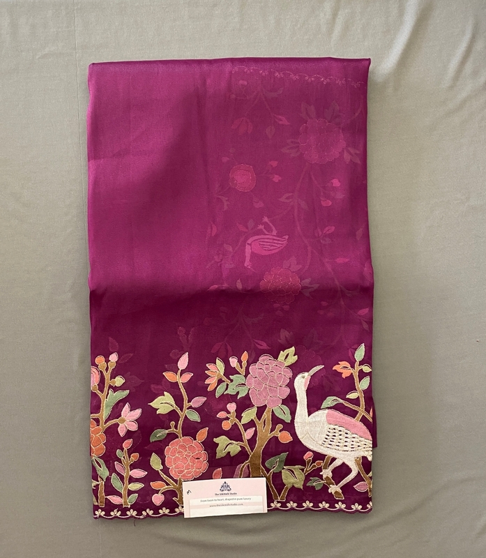 Zarah - Tissue Georgette Saree in Thread Embroidery SWS208