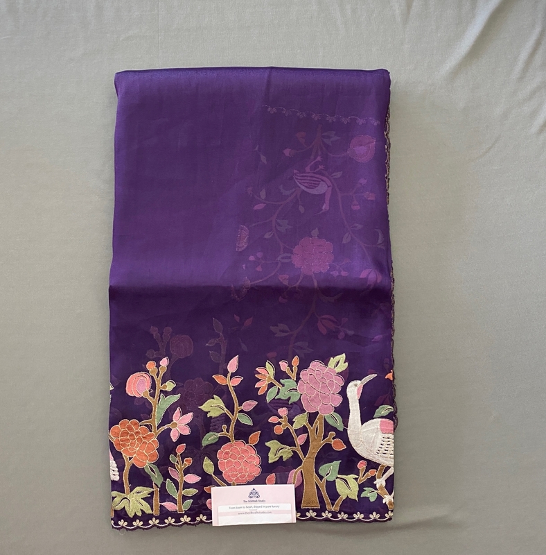 Zarah - Tissue Georgette Saree in Thread Embroidery SWS208