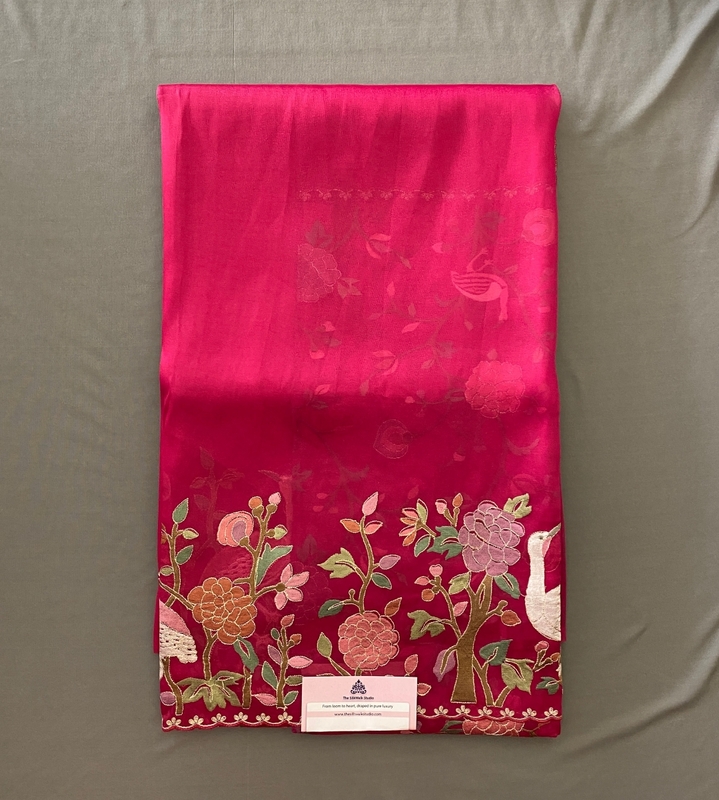 Zarah - Tissue Georgette Saree in Thread Embroidery SWS208