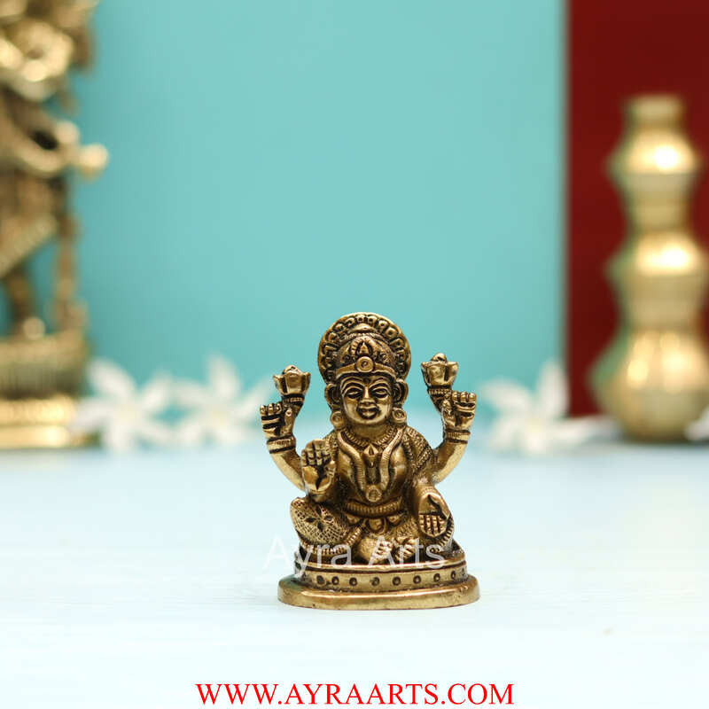 Brass Goddess  Shri Maha Lakshmi Idol - 3 Inch Height
