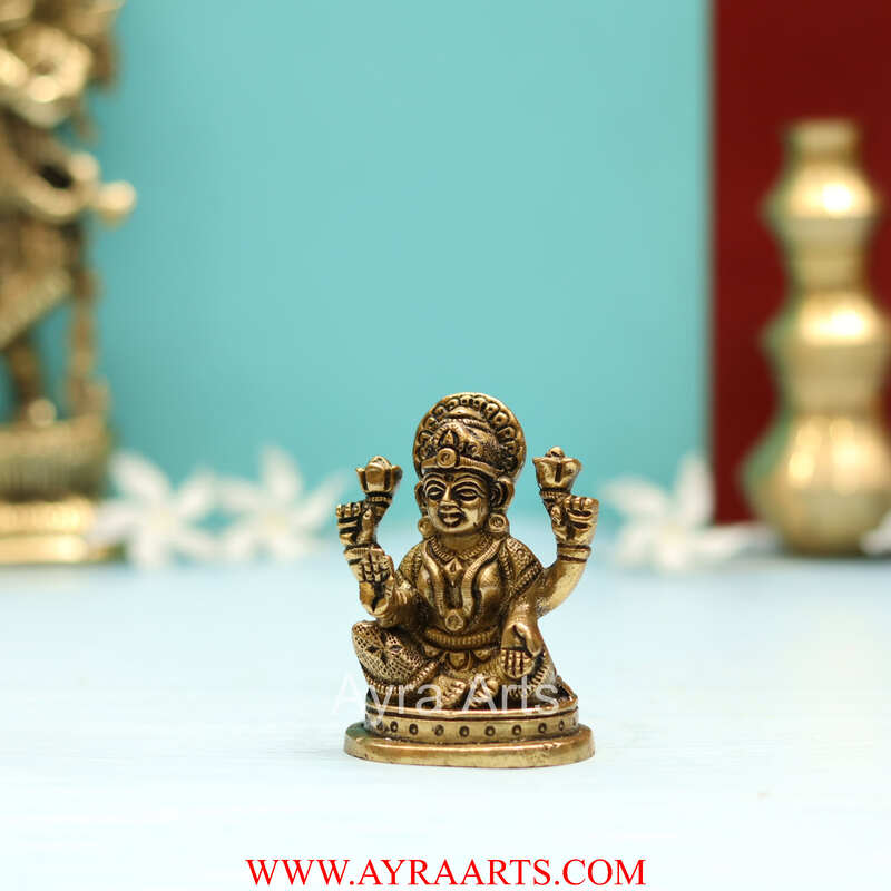 Brass Goddess  Shri Maha Lakshmi Idol - 3 Inch Height