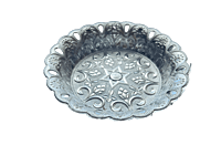 Silver plated plastic decorative plates small  with flower design (Pack of 8pcs)