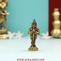 Brass Lord Hanuman Strength God Sculpture Bajrangbali Murti - 4 Inch Height