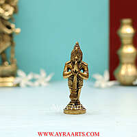 Brass Lord Hanuman Strength God Sculpture Bajrangbali Murti - 4 Inch Height
