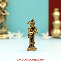 Brass Lord Hanuman Strength God Sculpture Bajrangbali Murti - 4 Inch Height