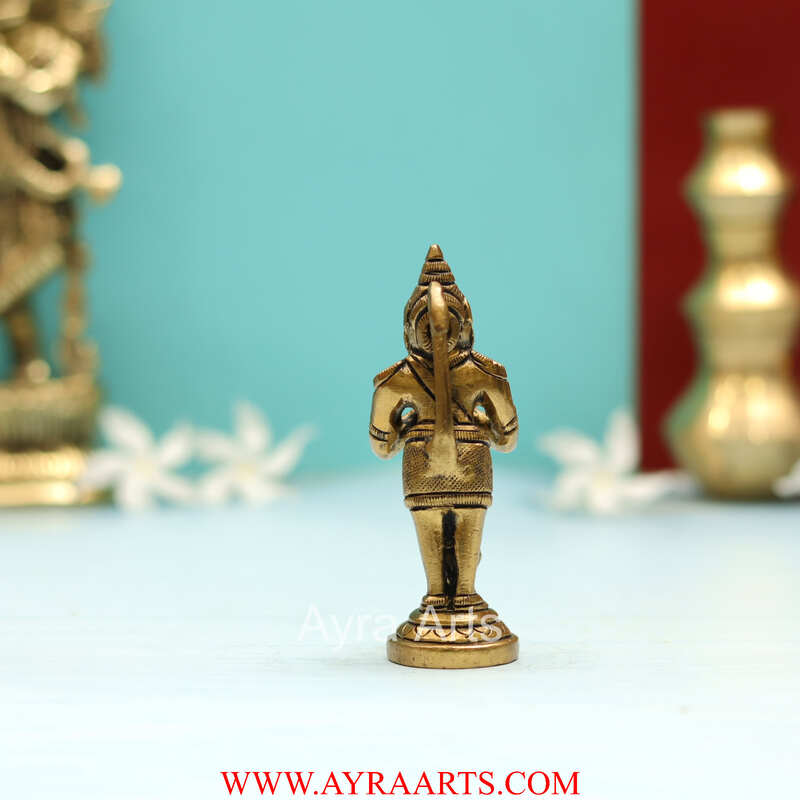 Brass Lord Hanuman Strength God Sculpture Bajrangbali Murti - 4 Inch Height