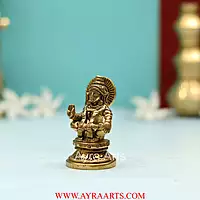Handmade Brass Ayyappan Swamy A Saint Revered as Incarnation of Dharma - 2.8 Inch Height